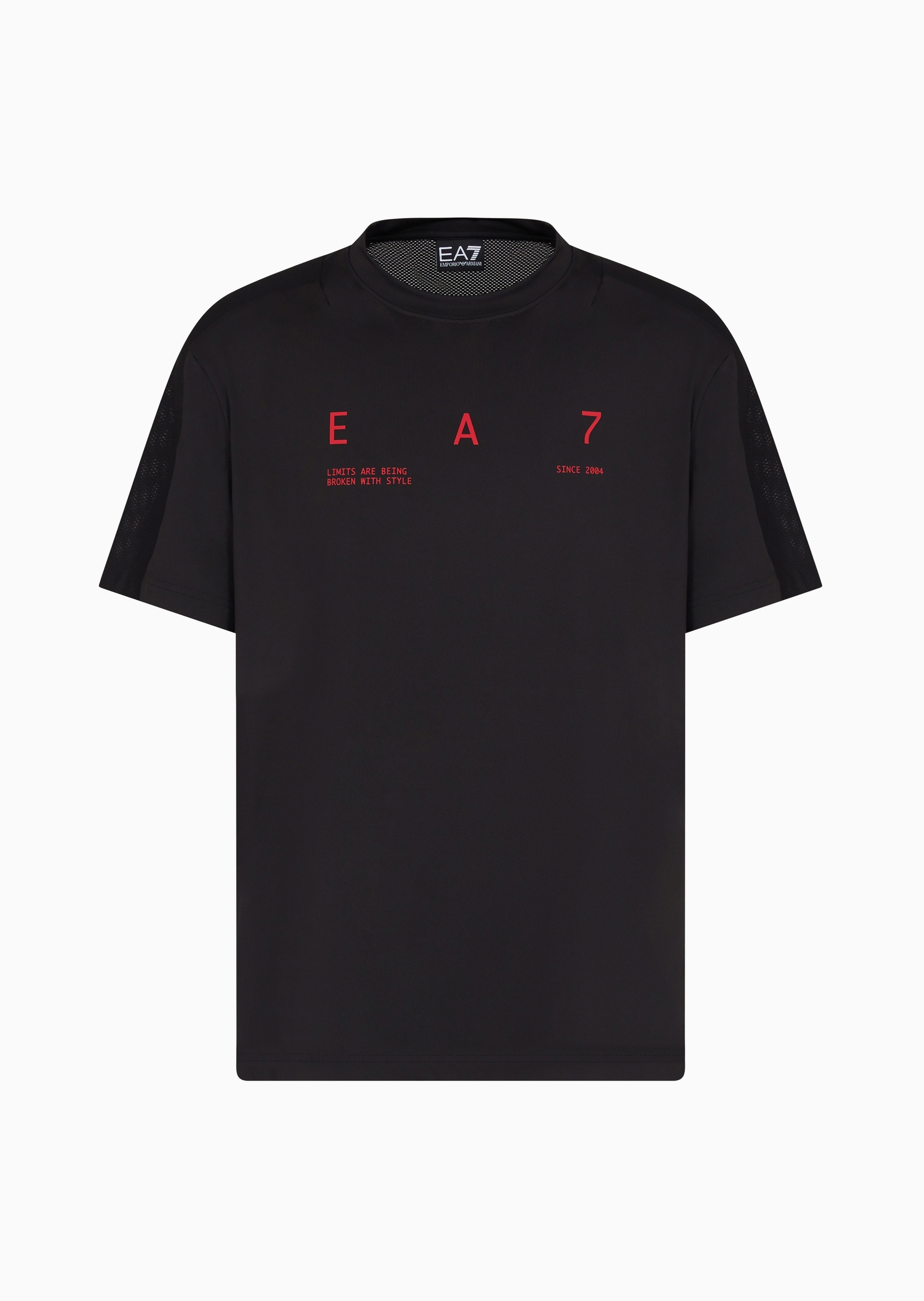 EA7 男士弹力合身短袖圆领健身训练T恤