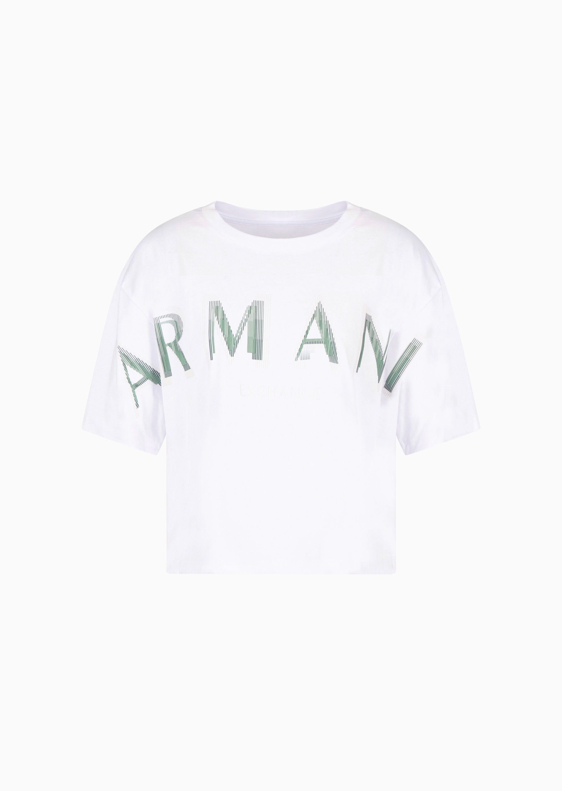 ARMANI EXCHANGE 女士全棉宽松短袖短款圆领撞色印花T恤