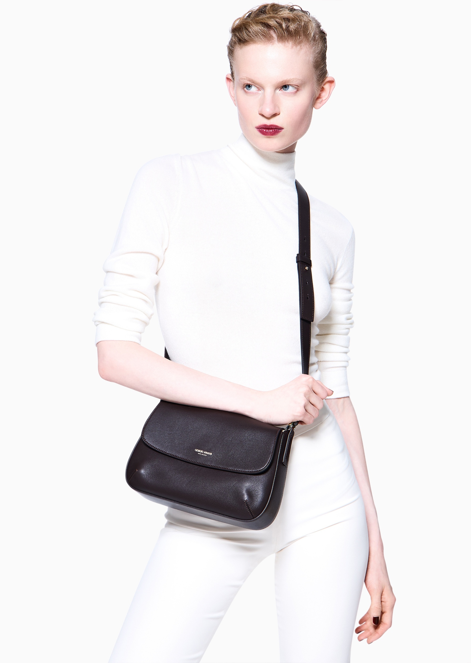 Giorgio Armani 女士羊皮革商务通勤休闲单肩手提斜挎包