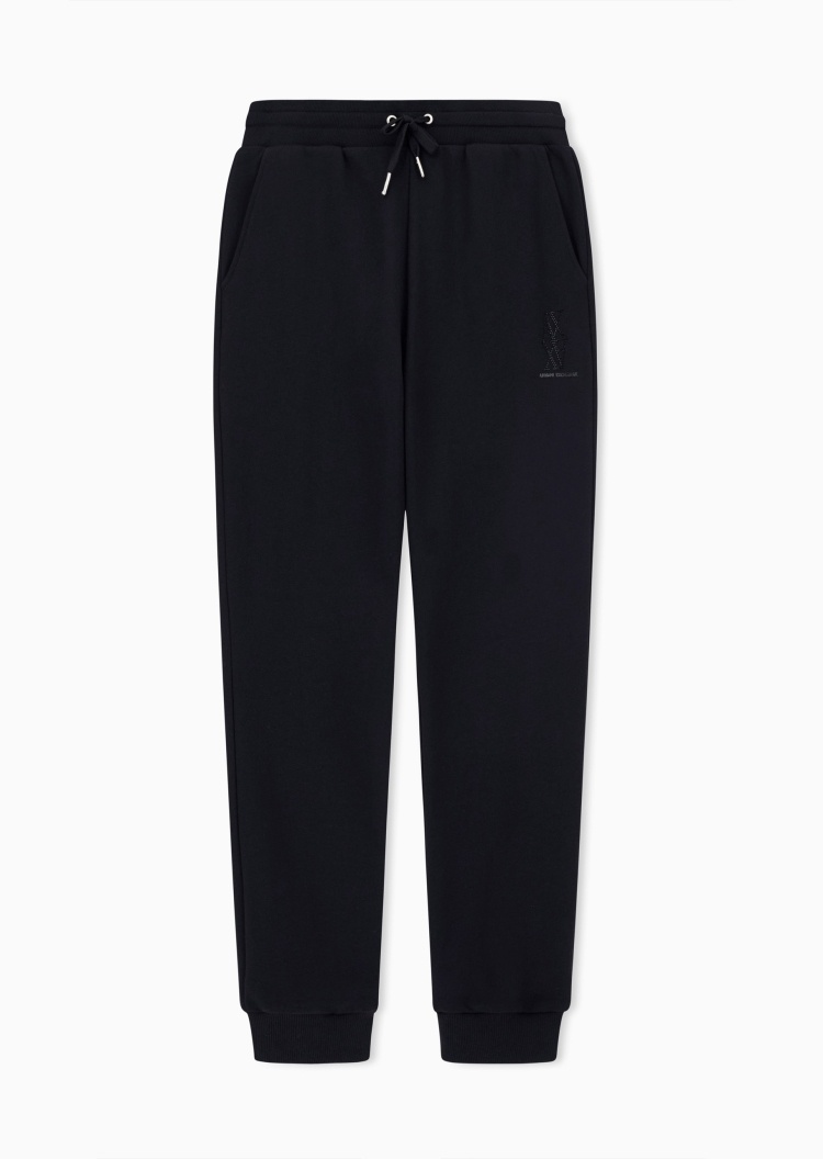 ARMANI EXCHANGE 女士全棉宽松系带长款锥形束脚运动卫裤