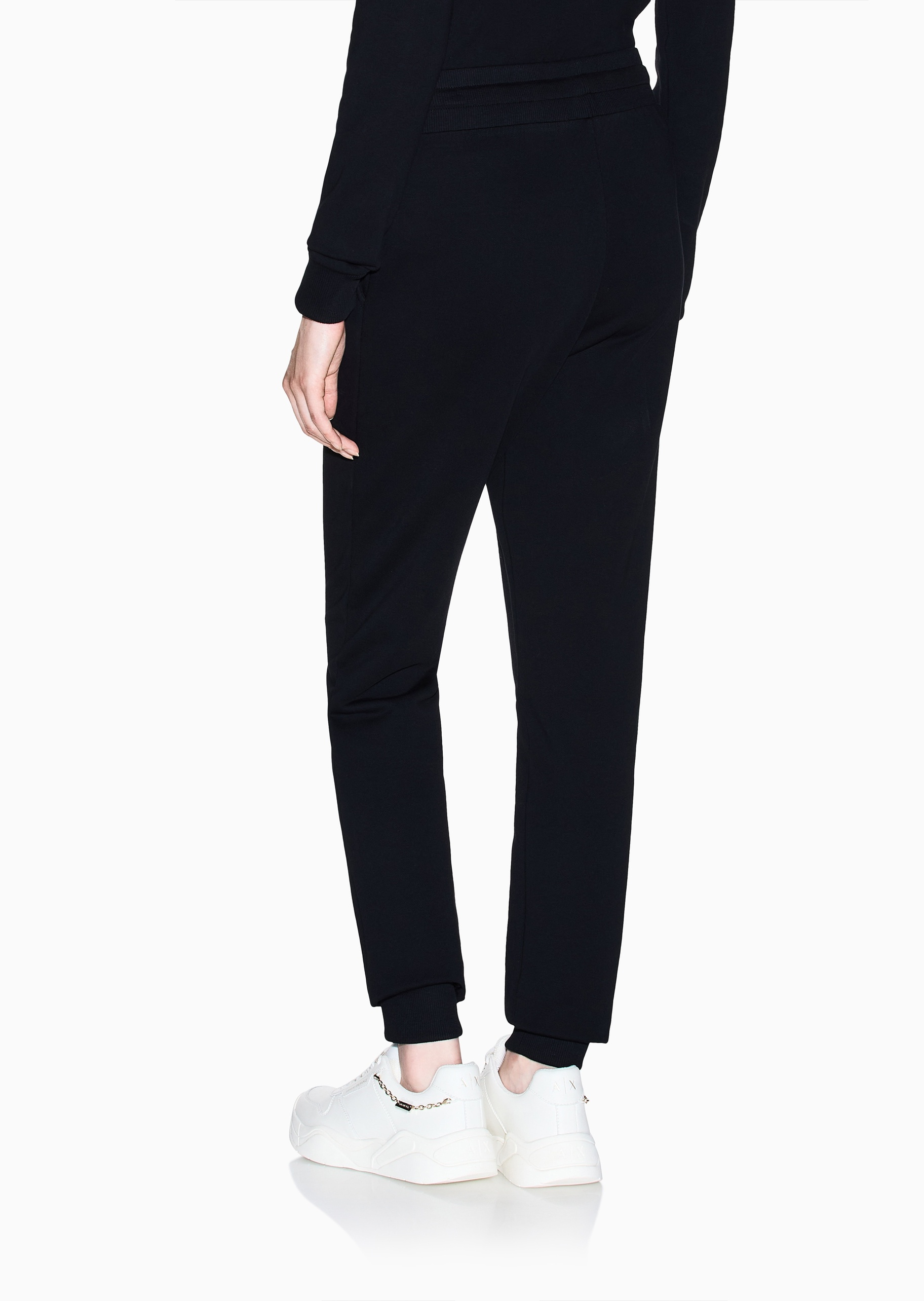 ARMANI EXCHANGE 女士全棉宽松系带长款锥形束脚运动卫裤