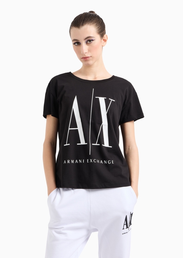 ARMANI EXCHANGE 女士全棉宽松短袖圆领落肩简约休闲T恤