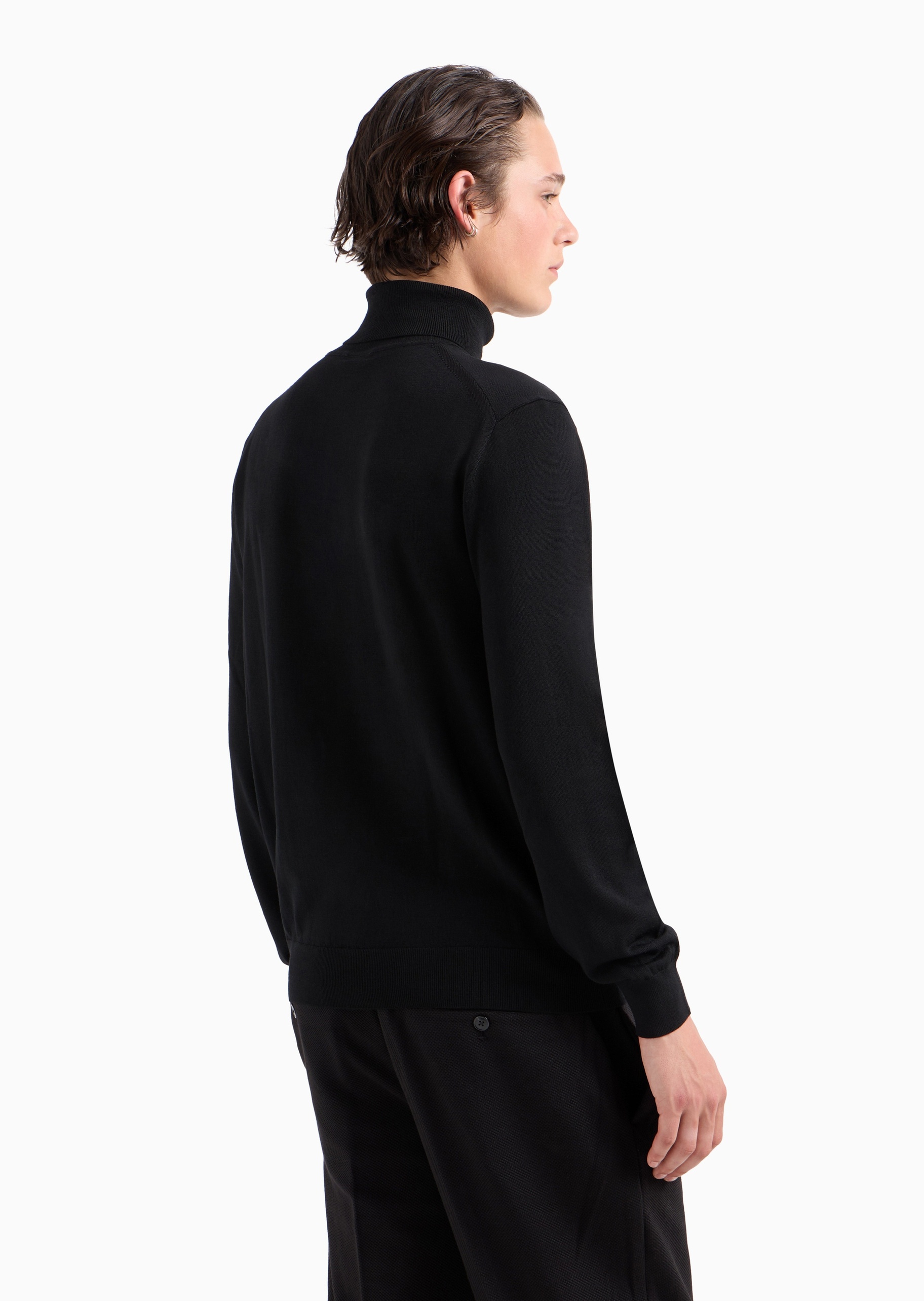 ARMANI EXCHANGE 男士高领老钱风绵羊毛商务休闲套头针织毛衣