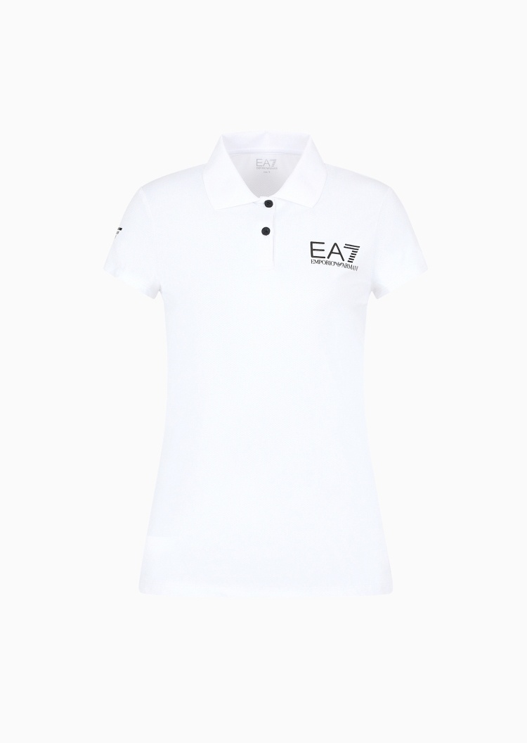 EA7 女士弹力合身短袖翻领跑步健身Polo衫