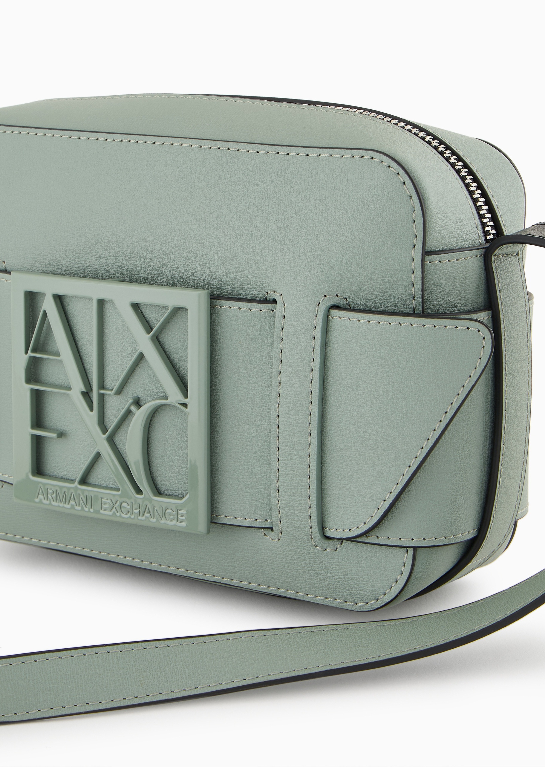ARMANI EXCHANGE 女士拉链长方形可调节单肩斜挎邮差包