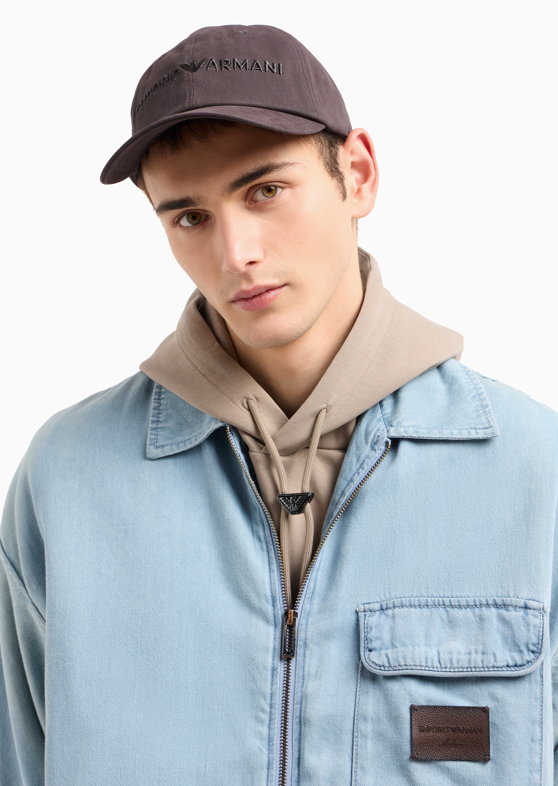 Emporio Armani 男士全棉封扣圆顶弯檐LOGO刺绣棒球帽