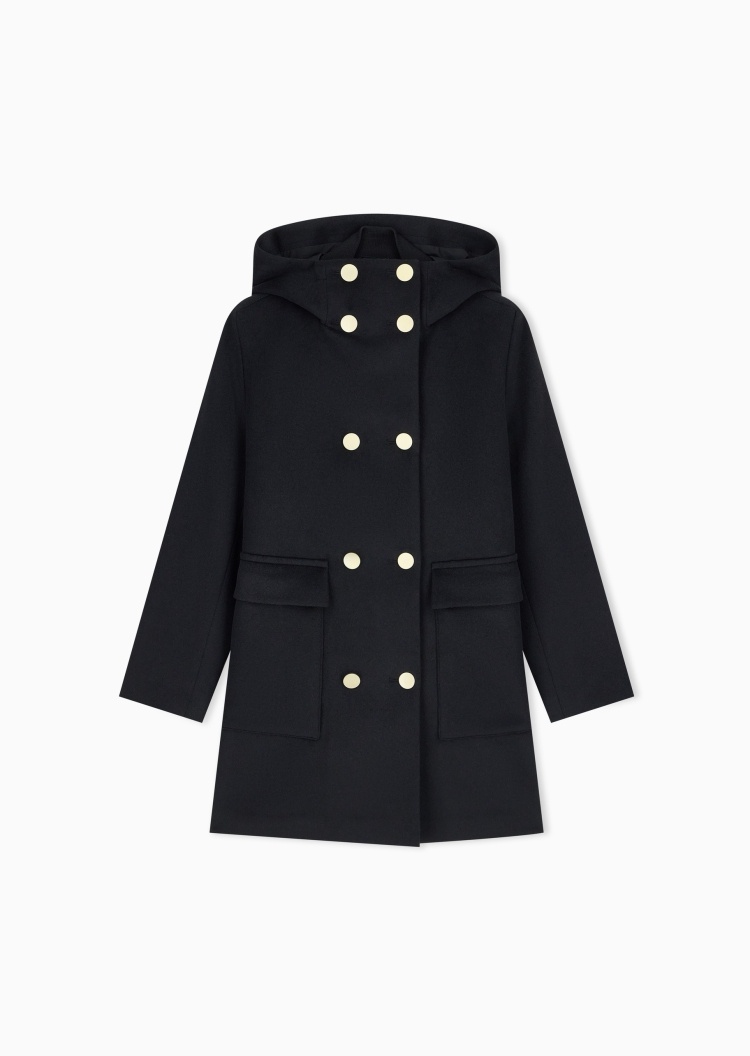 ARMANI EXCHANGE 女士绵羊毛混纺连帽直身通勤棉服外套