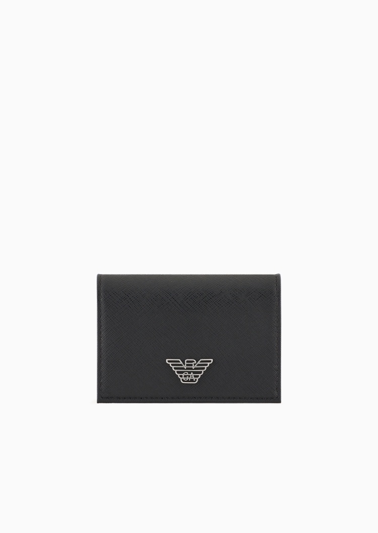 Emporio Armani 男士翻盖按扣短款方形多卡位十字纹手拿卡夹