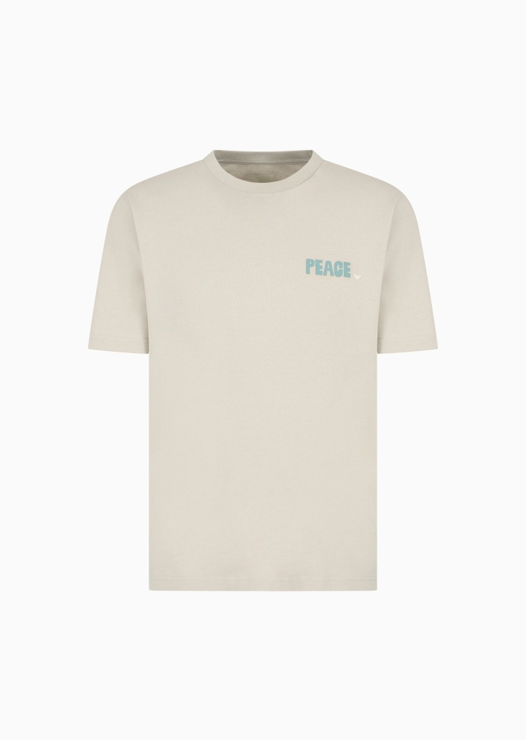 Emporio Armani 男士纯棉合身短袖圆领正肩个性印花T恤