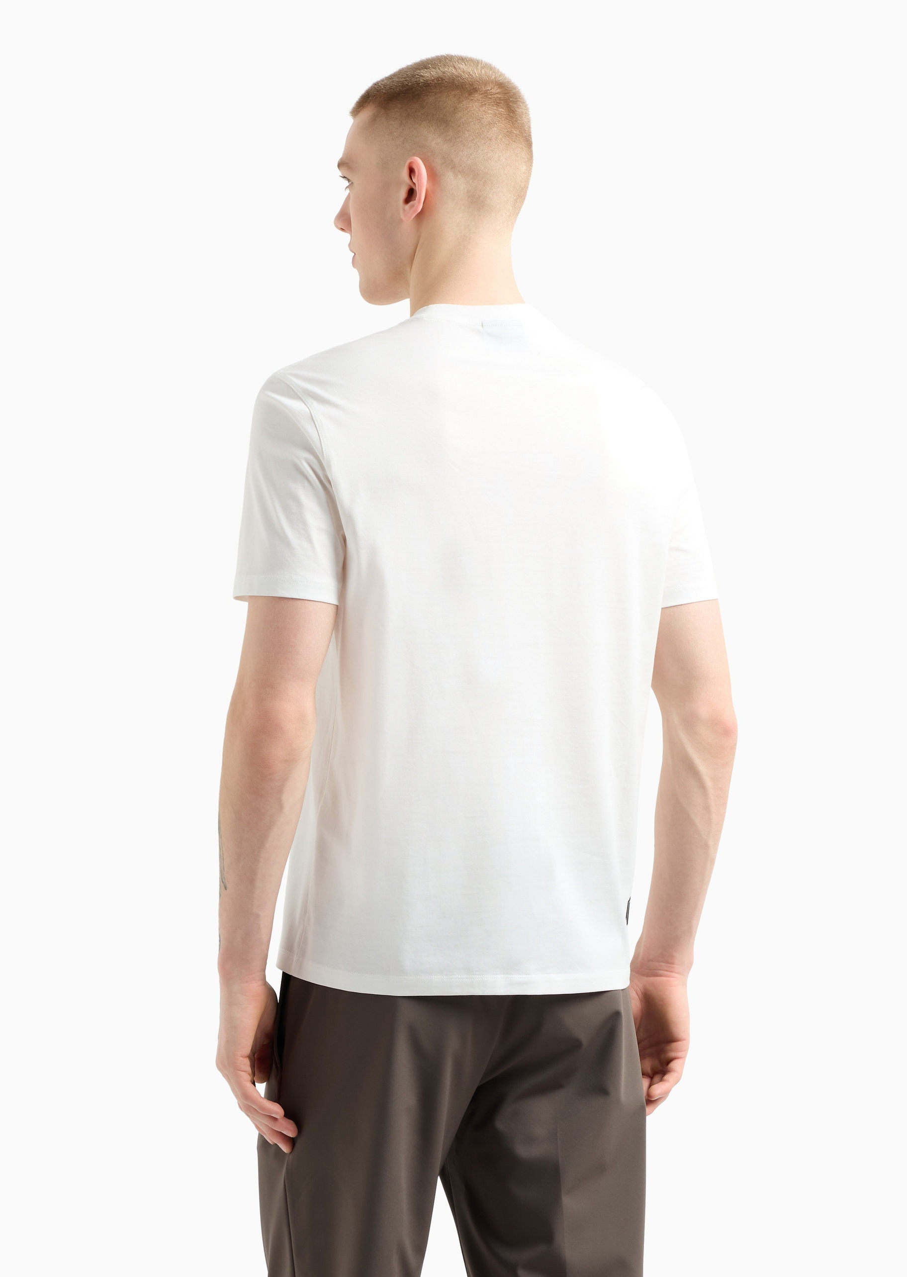 Emporio Armani 男士纯棉合身短袖圆领正肩简约纯色T恤