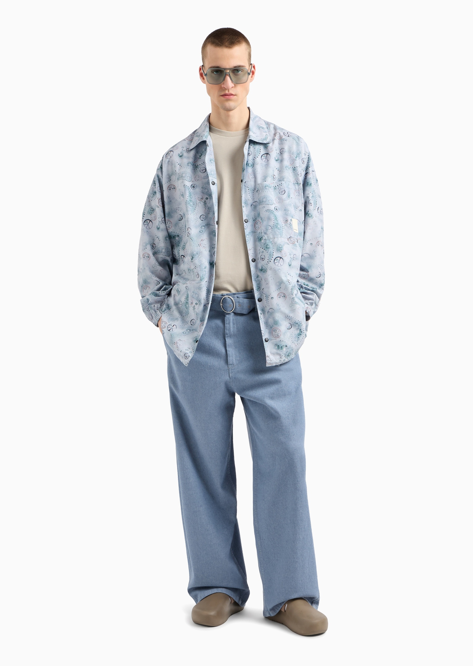 Emporio Armani 男士纯棉合身短袖圆领正肩个性印花T恤