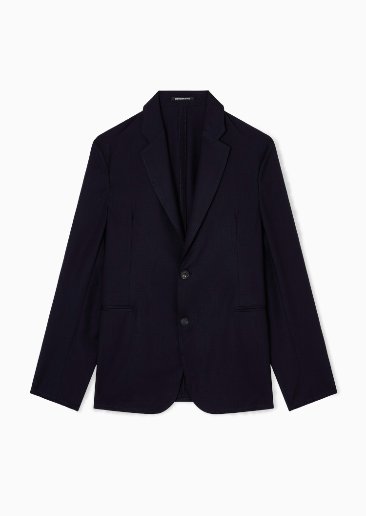 Emporio Armani 男士绵羊毛平驳领绅士风商务西装西服外套