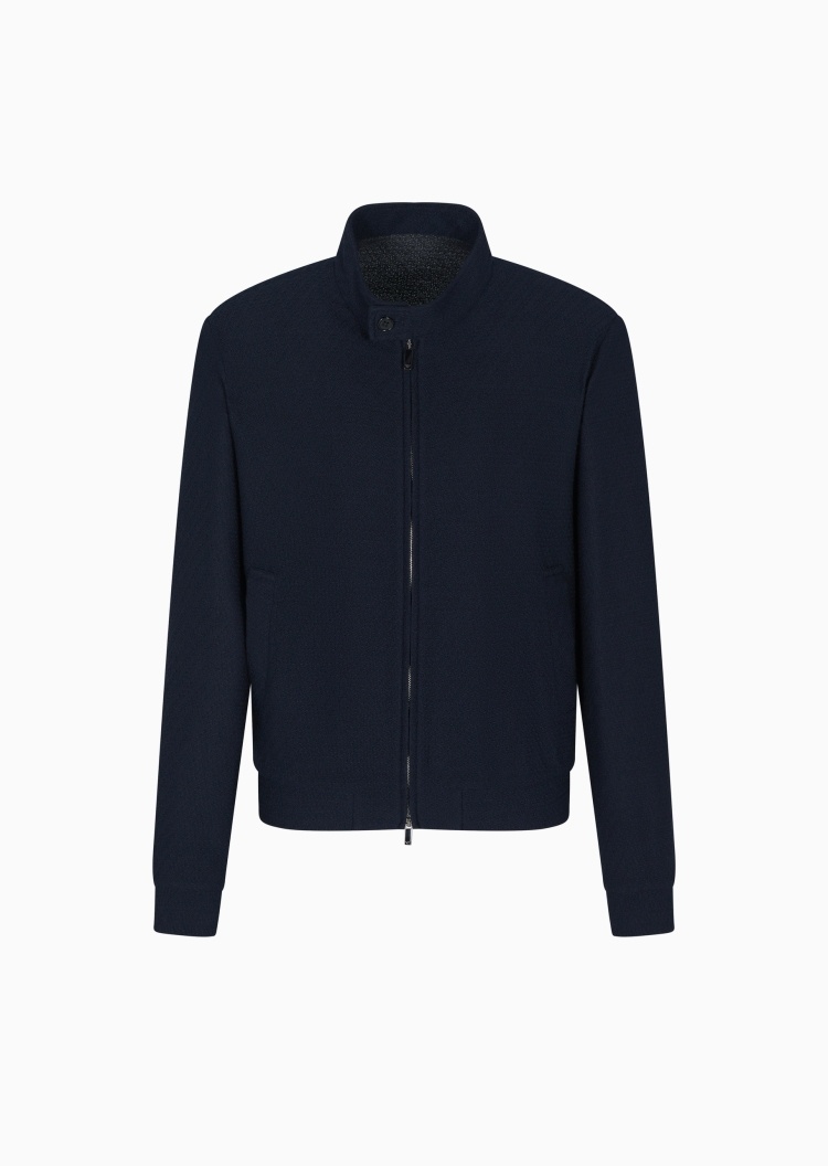 Emporio Armani 男士羊毛立领短款合身运动夹克外套