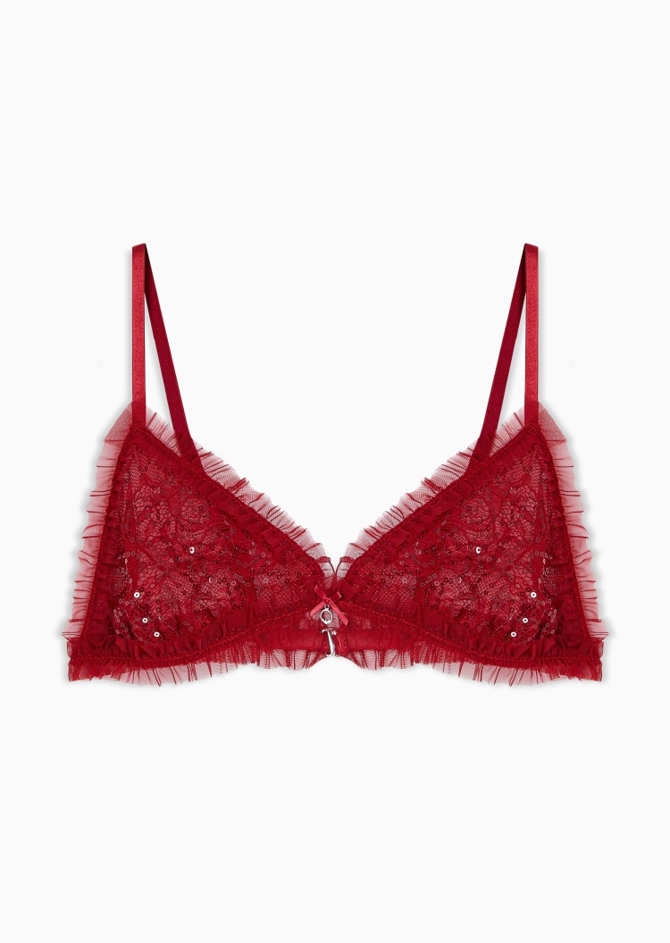 Emporio Armani 女士性感蕾丝细肩带薄款无钢圈内衣文胸