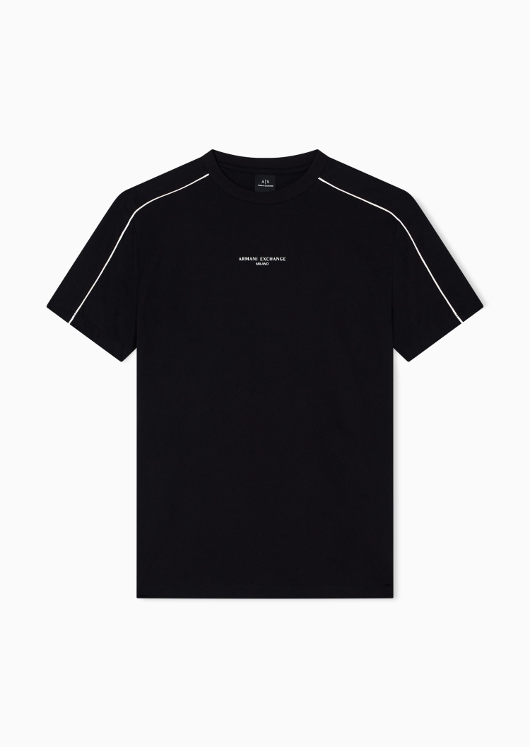 ARMANI EXCHANGE 男士纯棉合身短袖圆领正肩撞色T恤