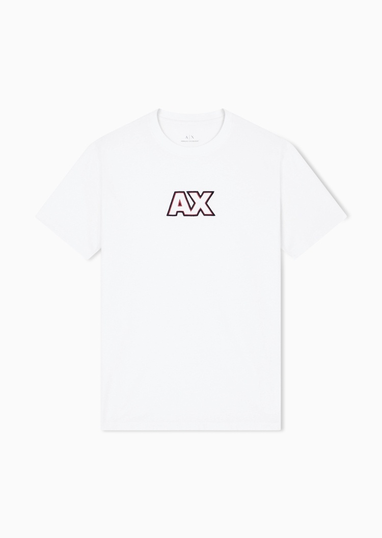 ARMANI EXCHANGE 男士纯棉合身短袖圆领标识刺绣T恤