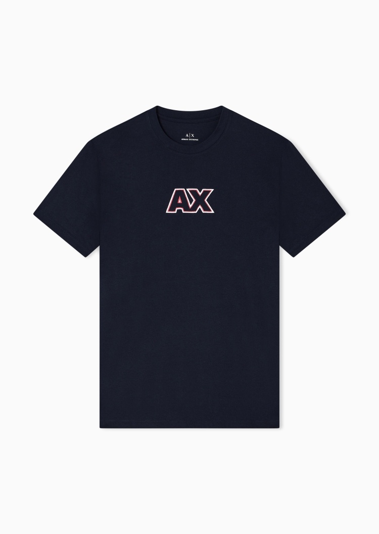 ARMANI EXCHANGE 男士纯棉合身短袖圆领标识刺绣T恤