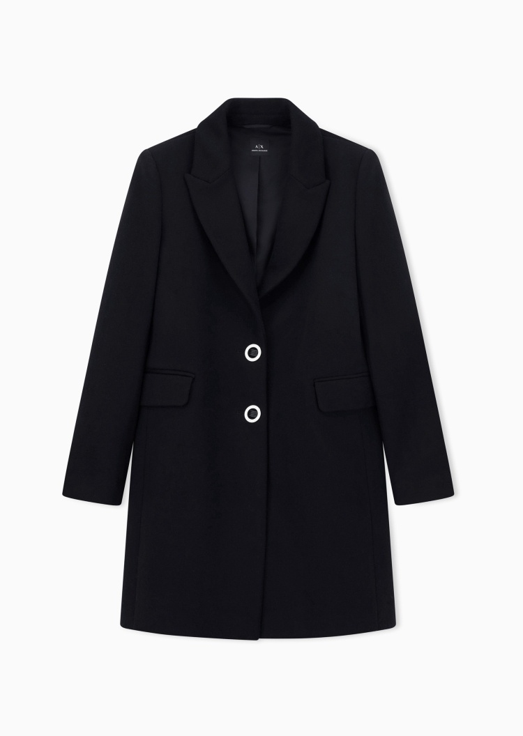 ARMANI EXCHANGE 女士绵羊毛翻领宽松商务休闲老钱风短大衣