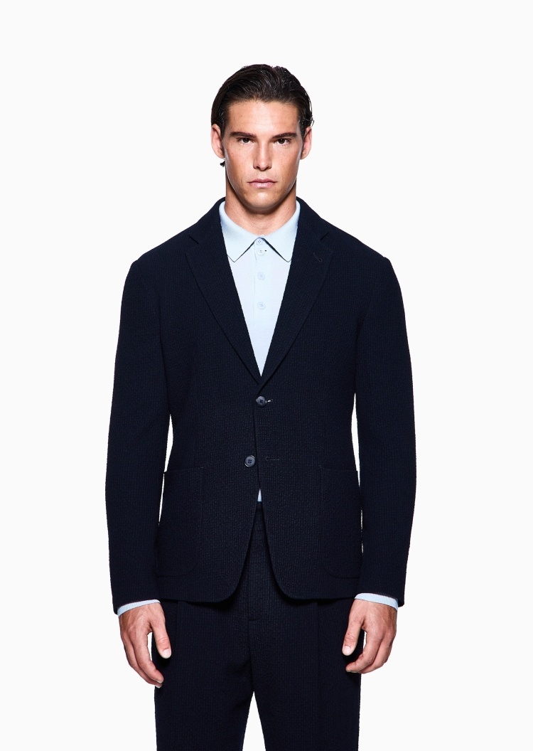 Giorgio Armani 男士绵羊毛平驳领休闲西服西装外套