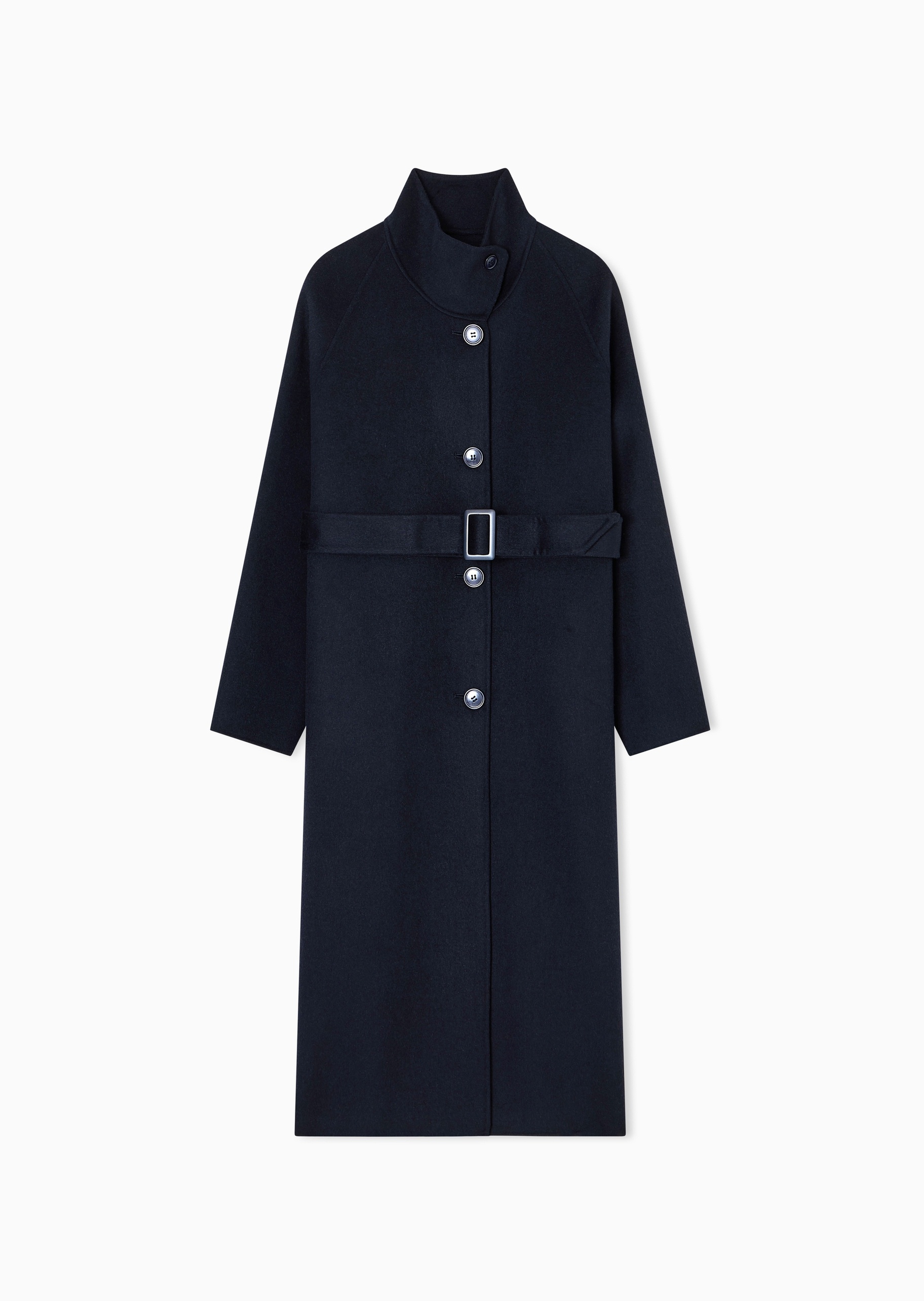 Emporio Armani 女士绵羊毛长袖立领配腰带秀场同款大衣