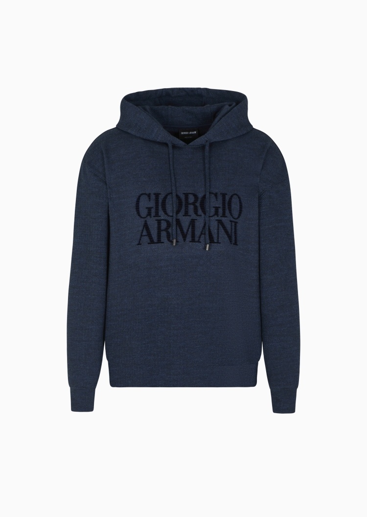 Giorgio Armani 男士宽松落肩休闲运动风连帽套头卫衣