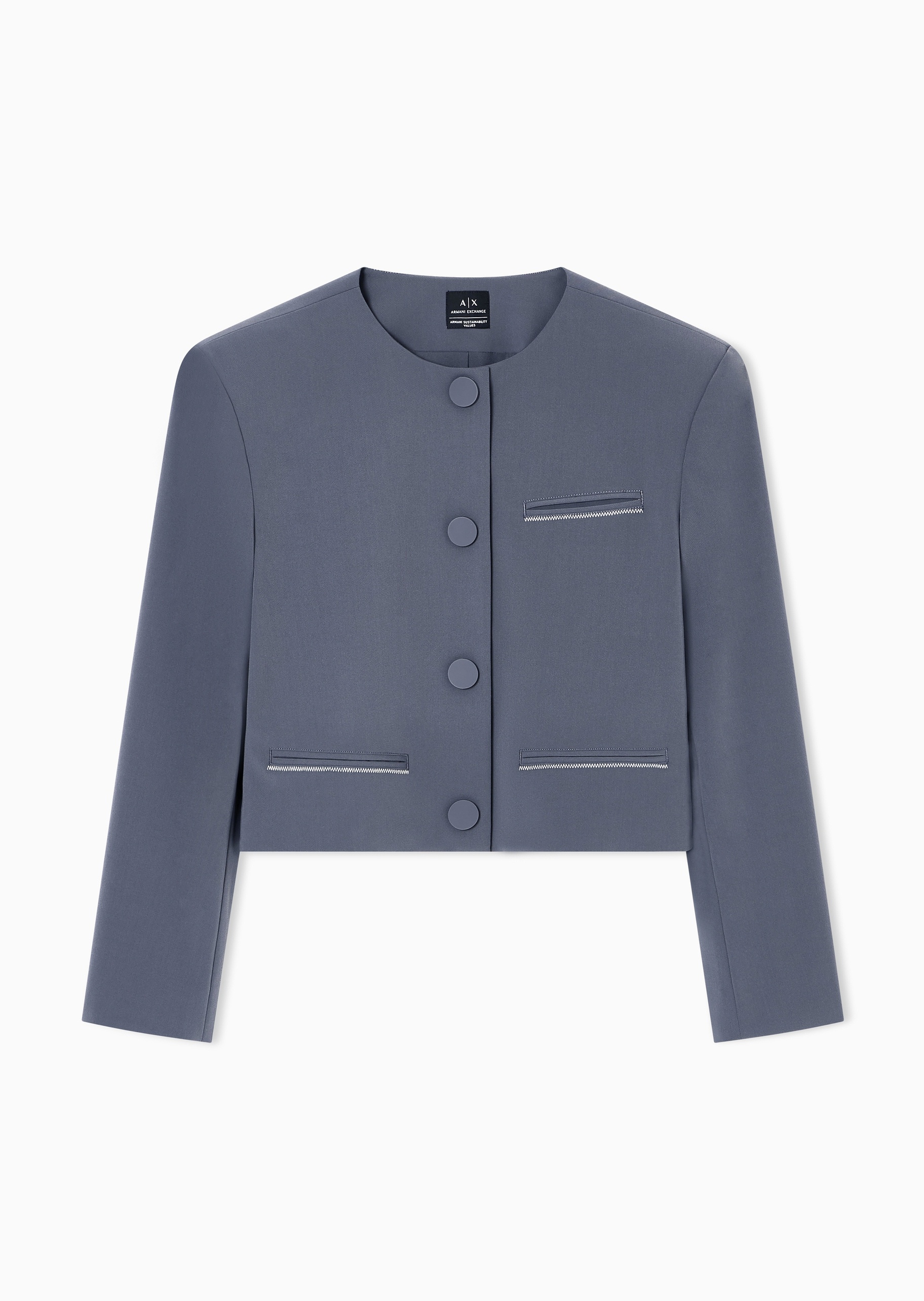 ARMANI EXCHANGE 女士短款圆领单排扣复古休闲西装外套