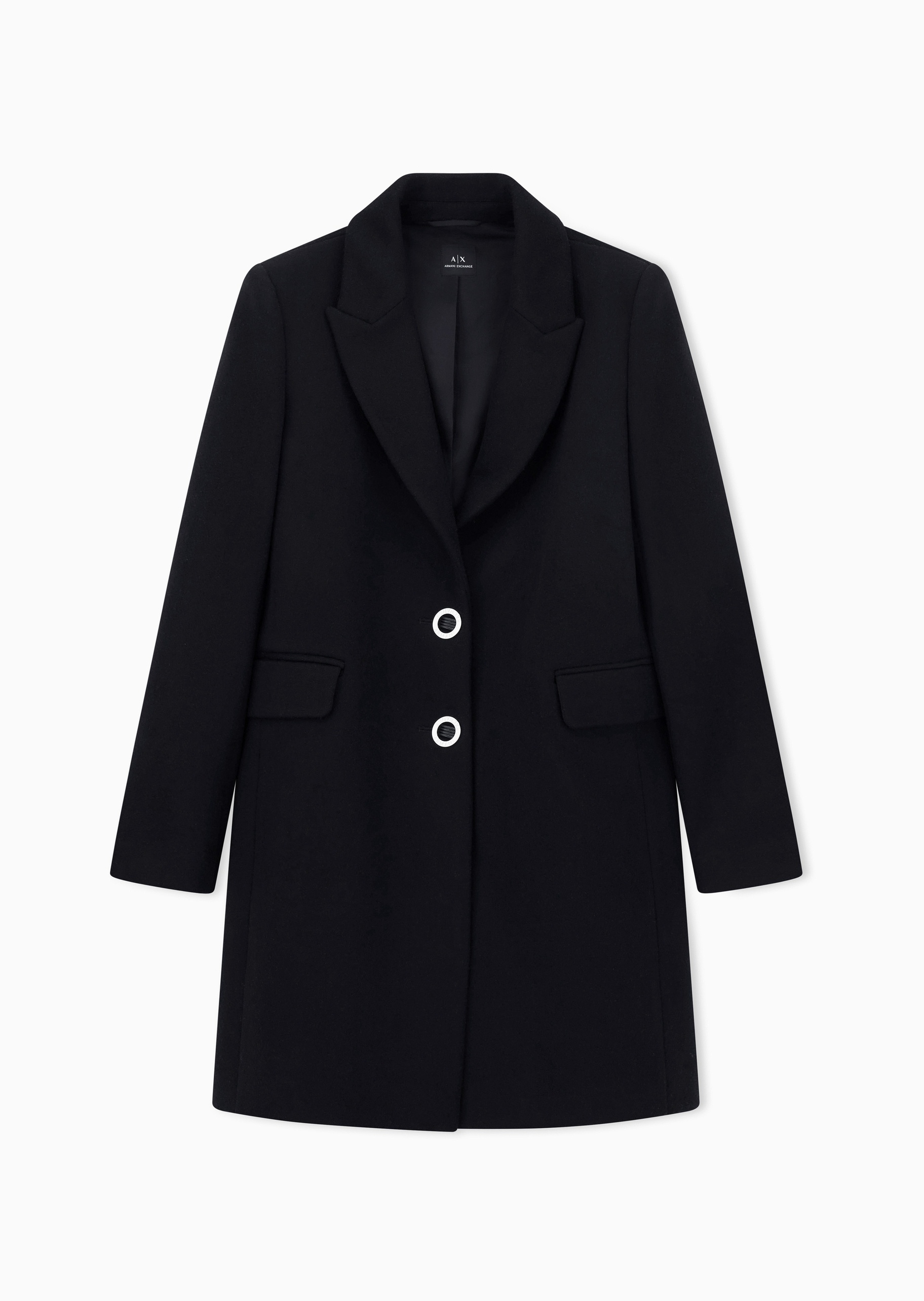 ARMANI EXCHANGE 女士绵羊毛翻领宽松商务休闲老钱风短大衣