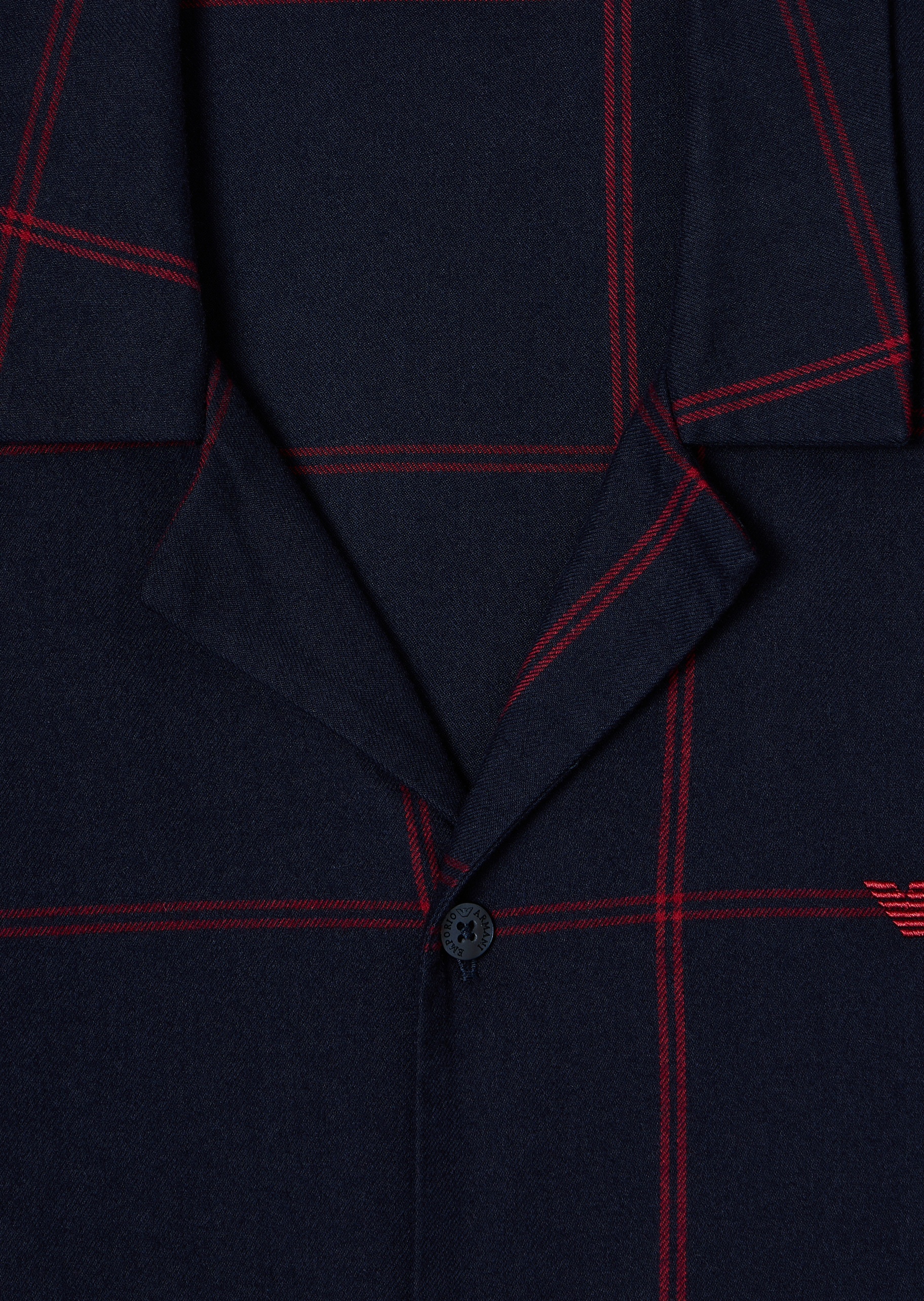 Emporio Armani 男士翻领格纹休闲简约家居睡衣套装