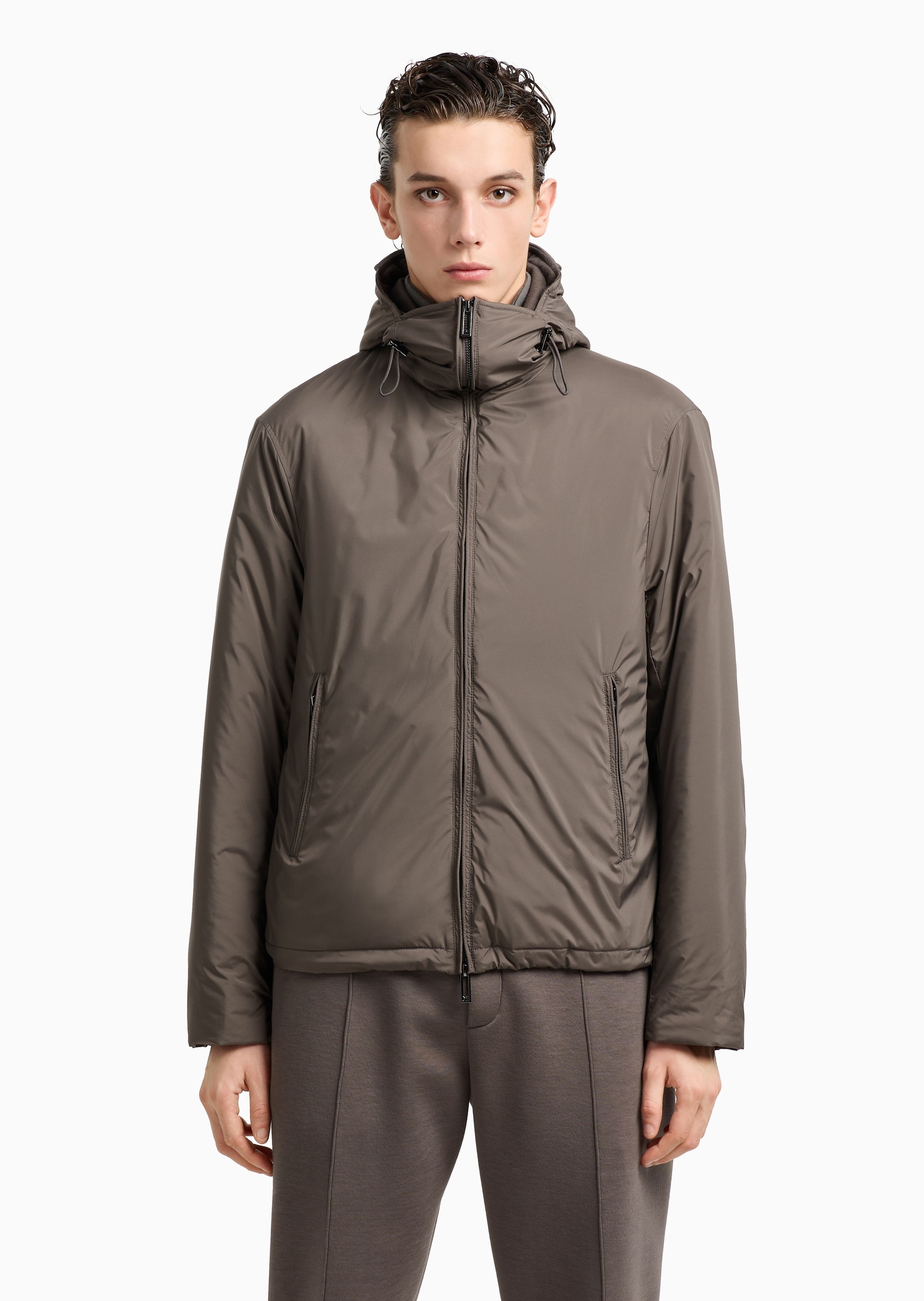 Emporio Armani 男士连帽短款商务休闲风帽夹克外套