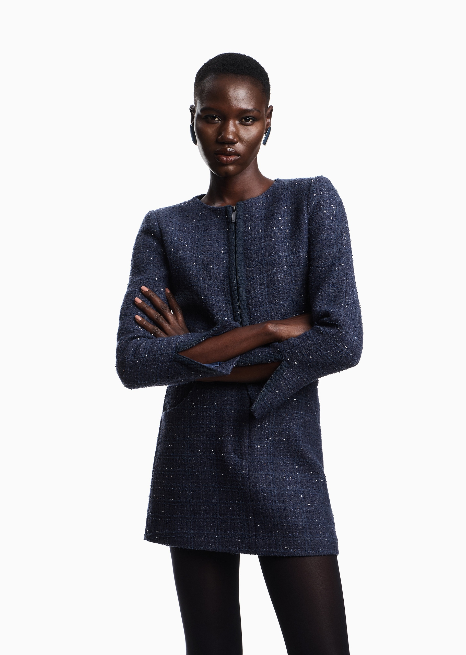 Emporio Armani 女士圆领合身商务休闲西装西服外套