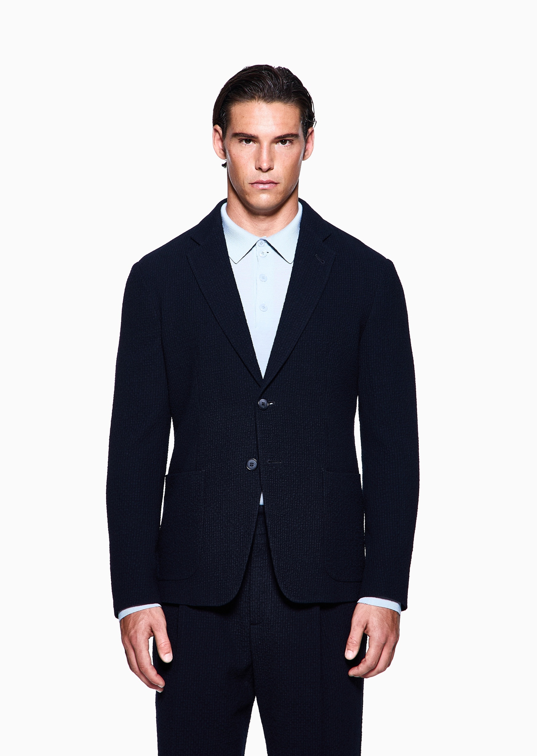 Giorgio Armani 男士绵羊毛平驳领休闲西服西装外套