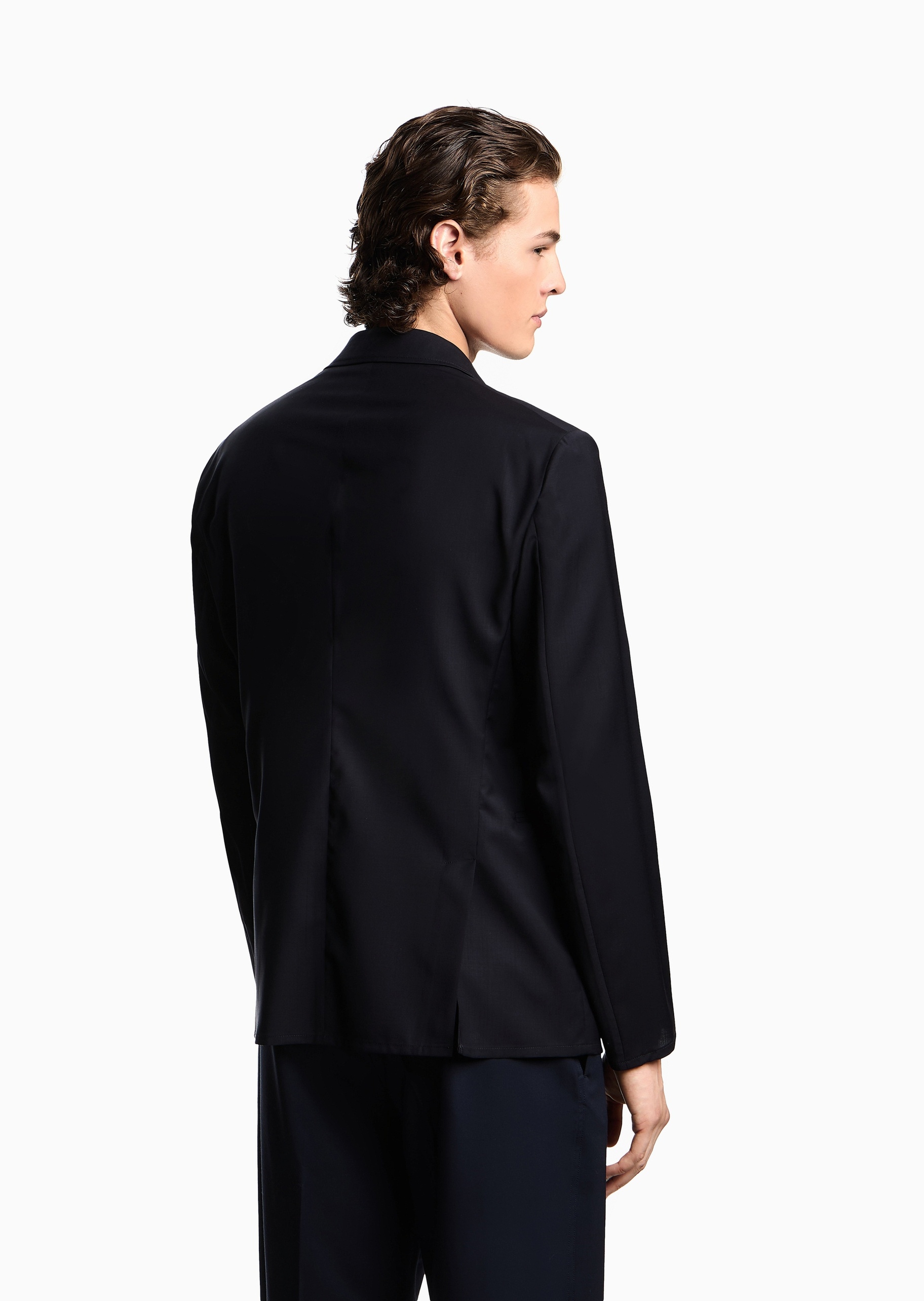 Emporio Armani 男士绵羊毛平驳领绅士风商务西装西服外套
