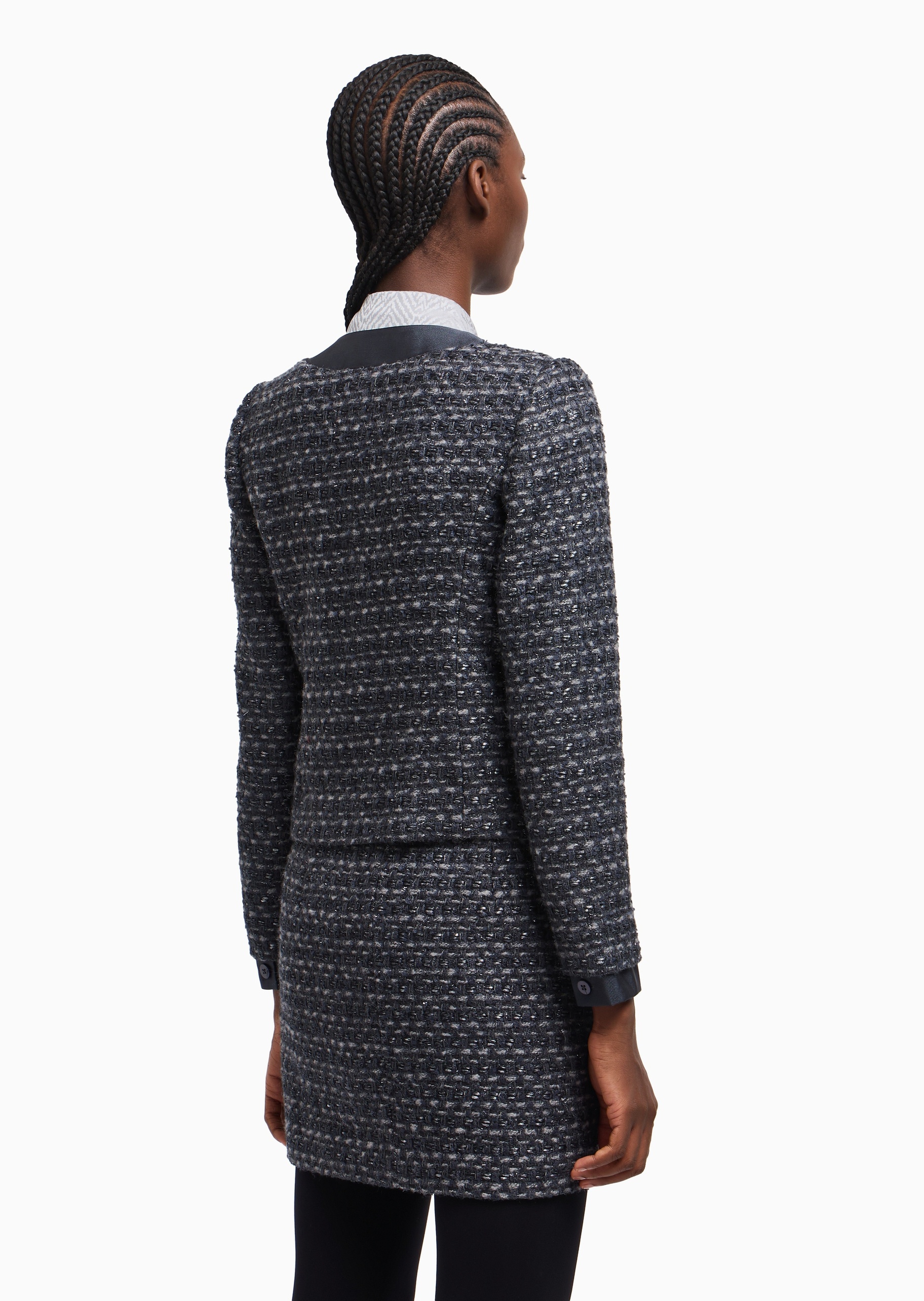 Emporio Armani 女士圆领合身肌理感西装西服外套