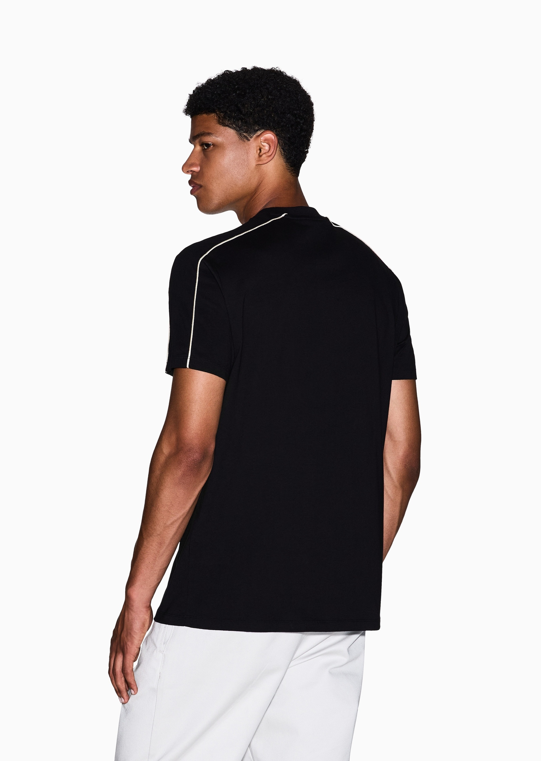 ARMANI EXCHANGE 男士纯棉合身短袖圆领正肩撞色T恤