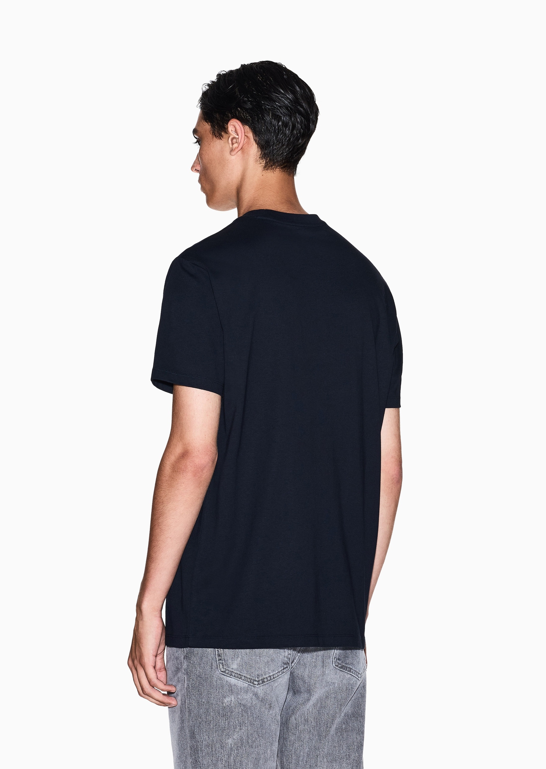 ARMANI EXCHANGE 男士纯棉合身短袖圆领标识刺绣T恤