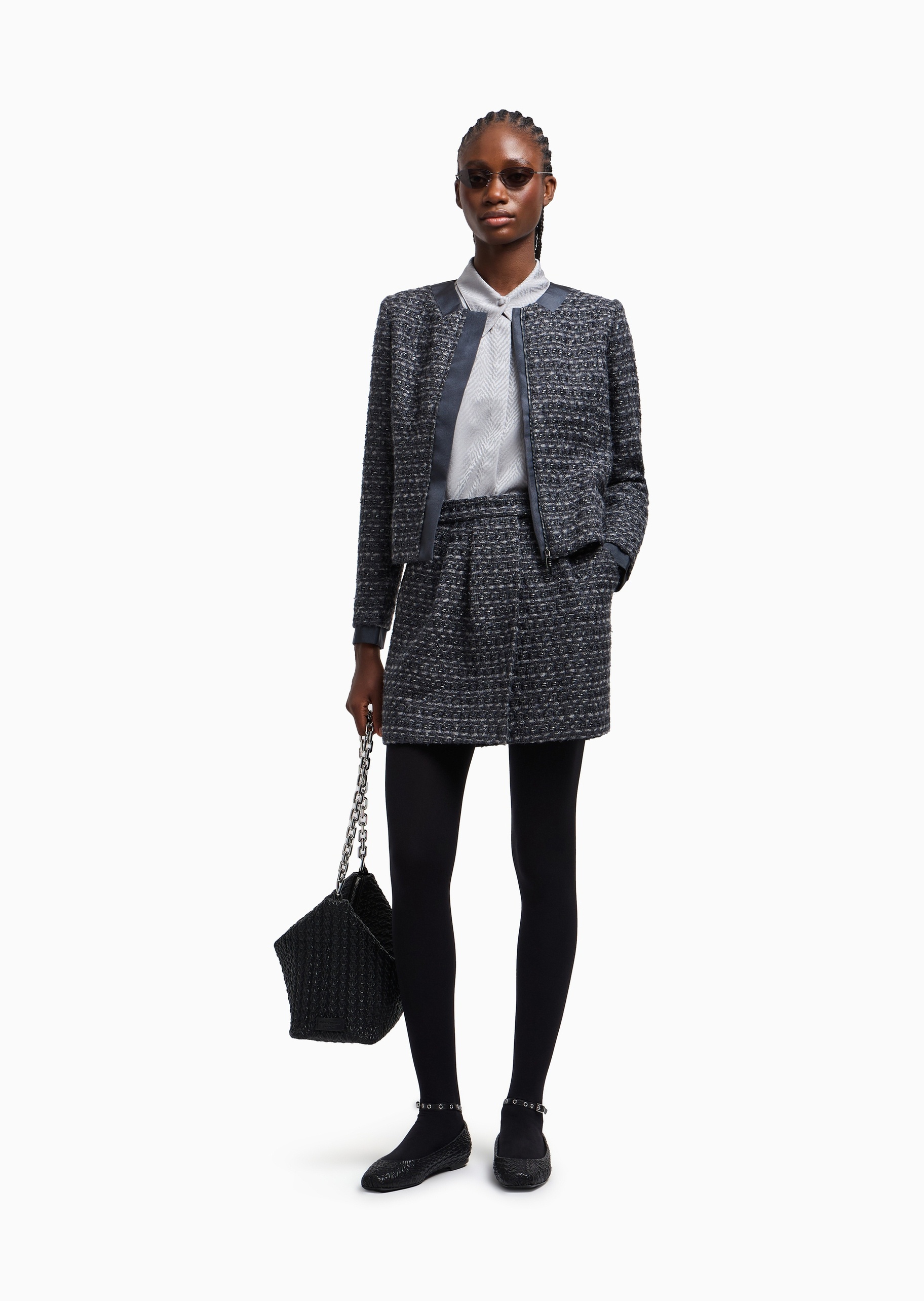 Emporio Armani 女士短款正面褶裥时尚优雅半身裙
