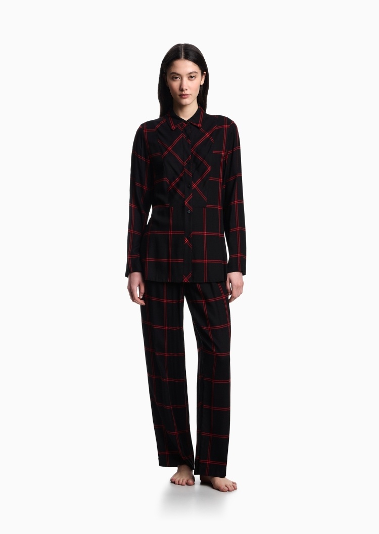 Emporio Armani 女士松弛休闲翻领长裤家居睡衣套装