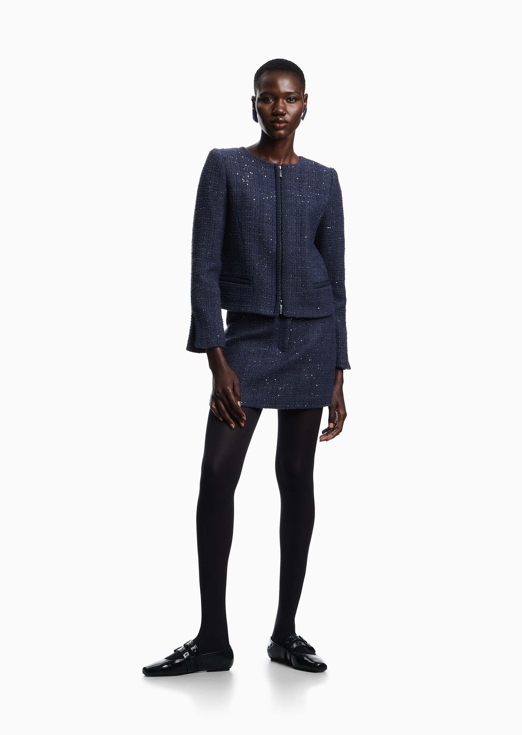 Emporio Armani 女士圆领合身商务休闲西装西服外套