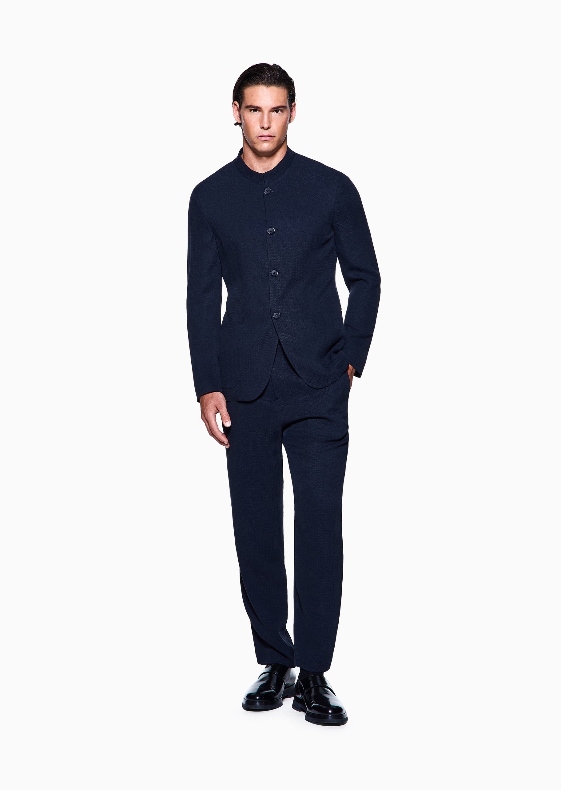 Giorgio Armani 男士宽松长款直筒简约纯色休闲裤