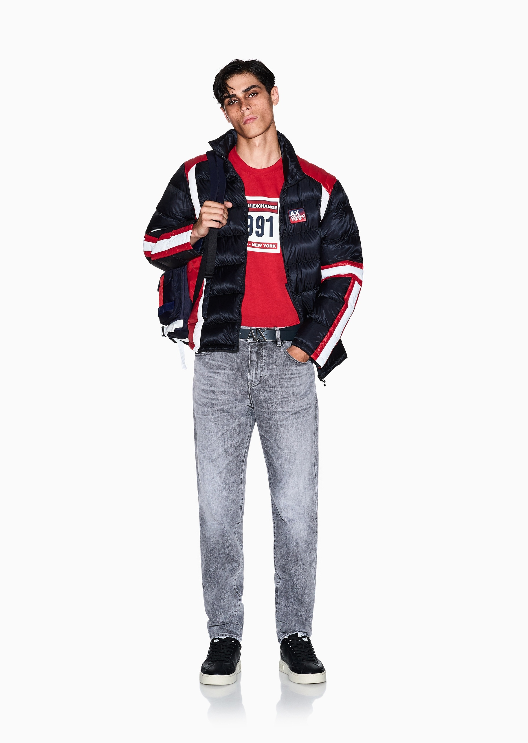 ARMANI EXCHANGE 男士纯棉合身短袖圆领时尚印花T恤