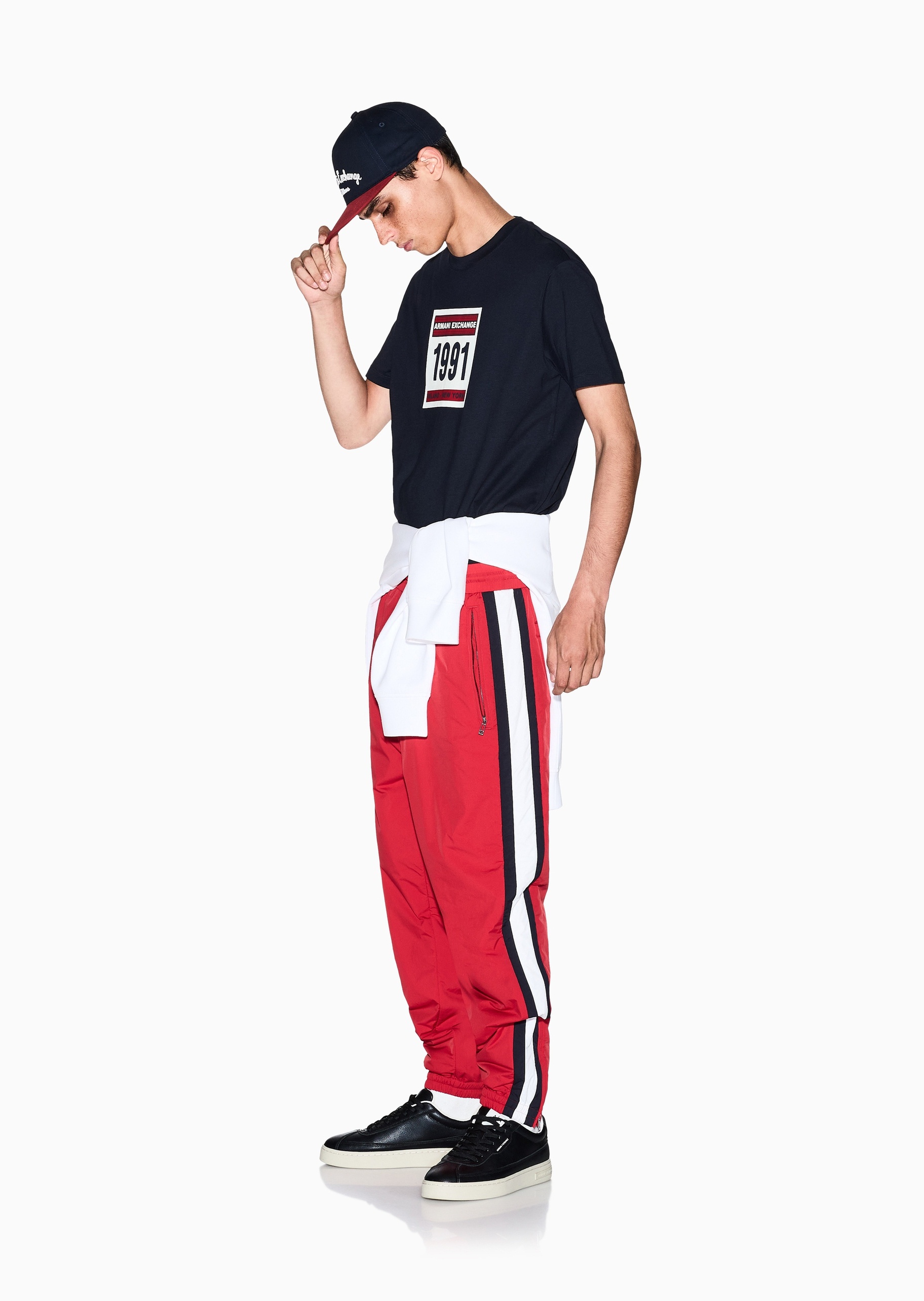 ARMANI EXCHANGE 男士纯棉合身短袖圆领时尚印花T恤