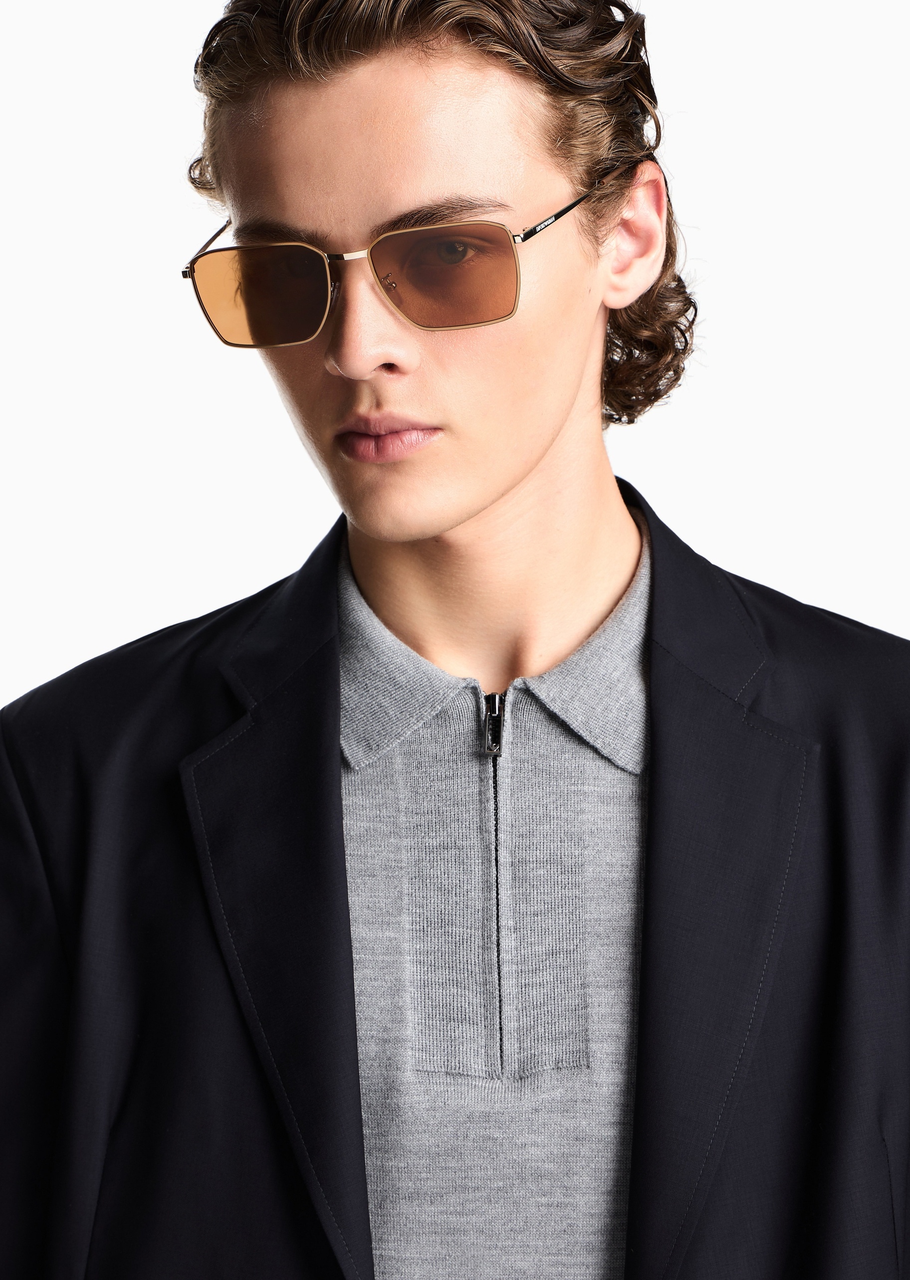 Emporio Armani 男士绵羊毛平驳领绅士风商务西装西服外套
