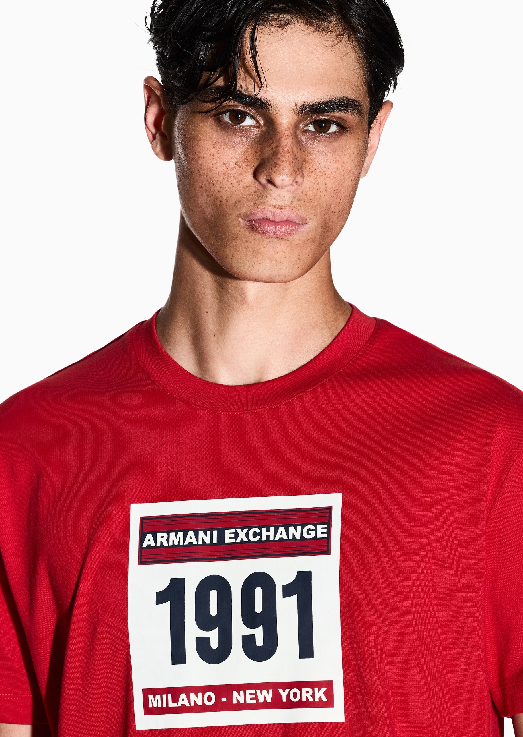 ARMANI EXCHANGE 男士纯棉合身短袖圆领时尚印花T恤