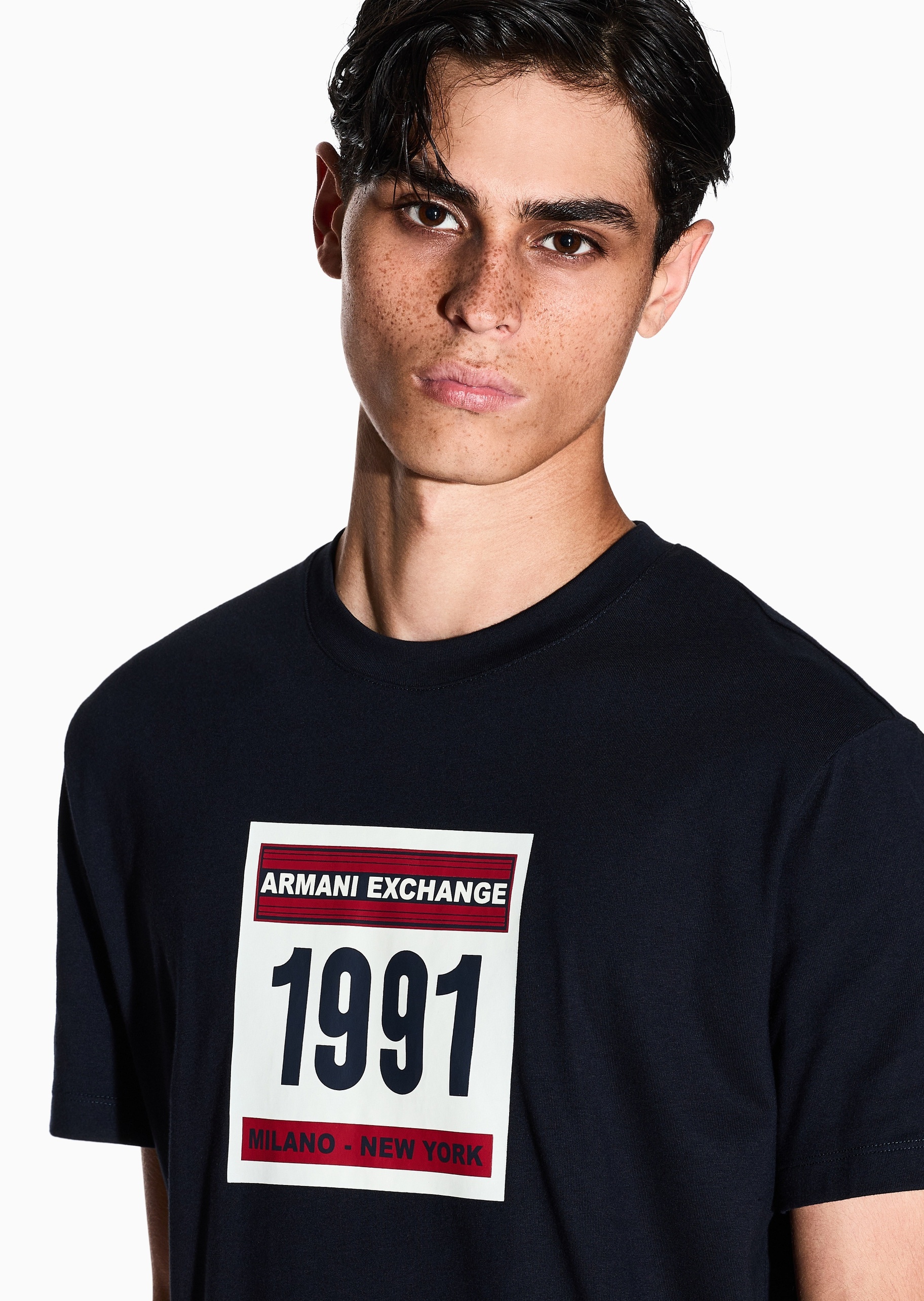 ARMANI EXCHANGE 男士纯棉合身短袖圆领时尚印花T恤