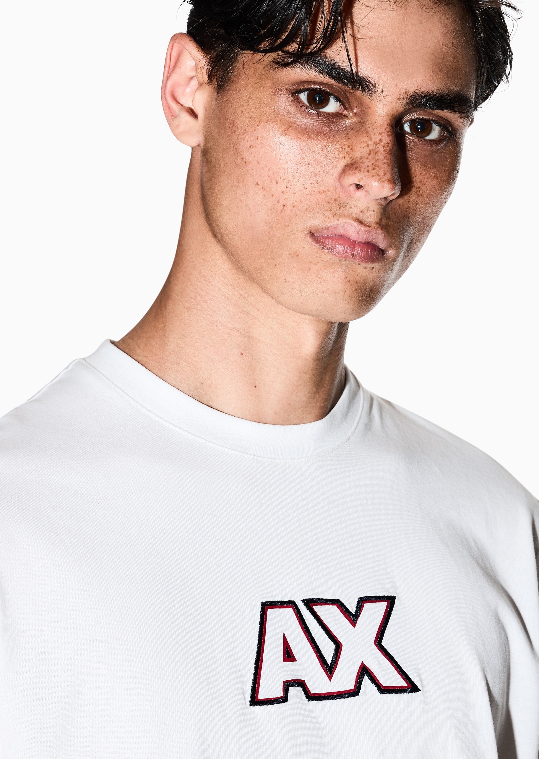 ARMANI EXCHANGE 男士纯棉合身短袖圆领标识刺绣T恤