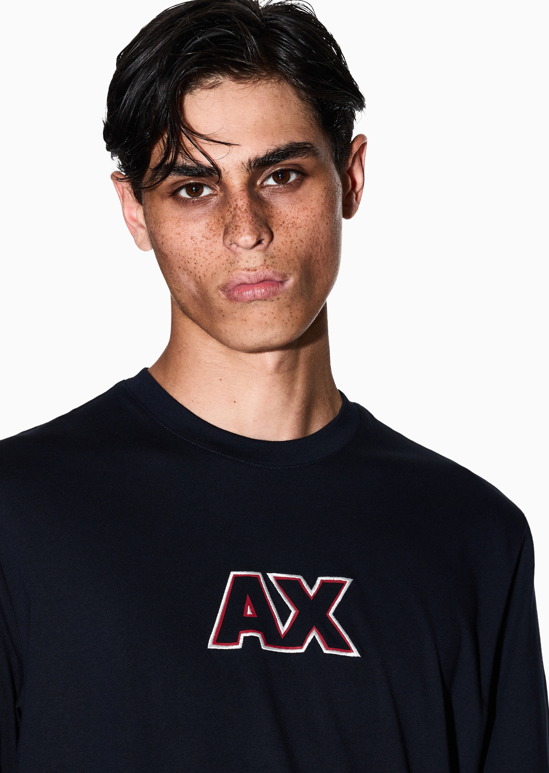 ARMANI EXCHANGE 男士纯棉合身短袖圆领标识刺绣T恤