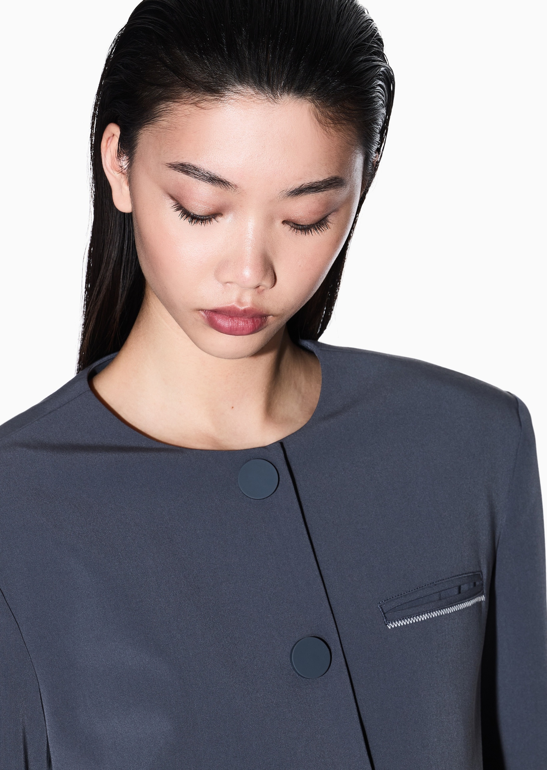 ARMANI EXCHANGE 女士短款圆领单排扣复古休闲西装外套