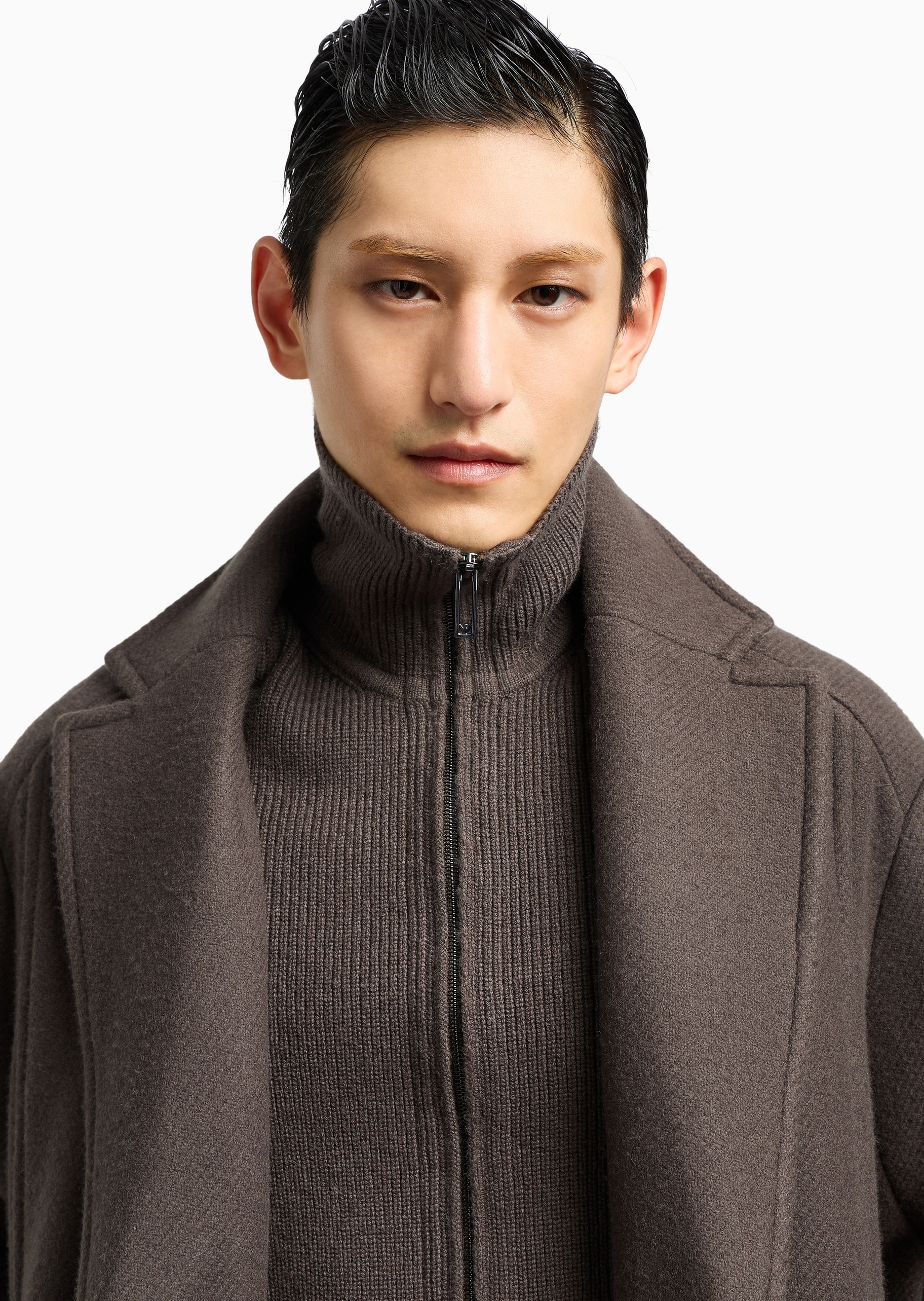 Emporio Armani 男士中长款翻领可拆卸拉链内胆单排扣大衣