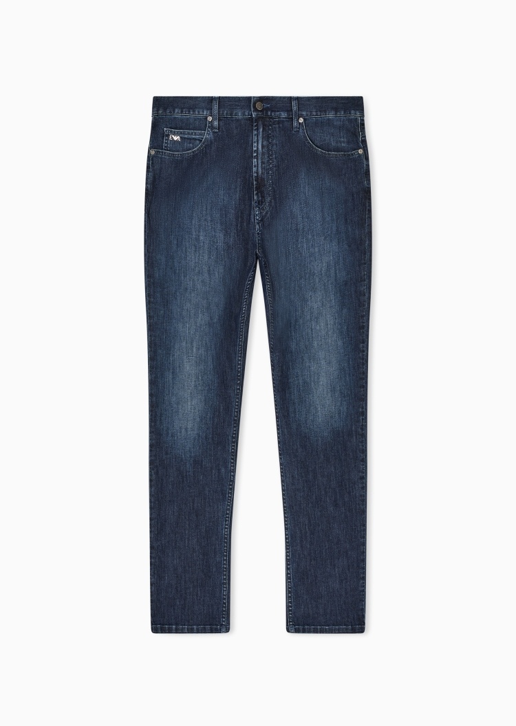 Emporio Armani 男士纯棉微弹合身中腰直筒休闲牛仔裤