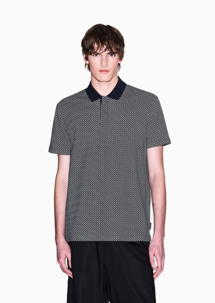 ARMANI EXCHANGE 男士纯棉微弹合身短袖翻领Polo衫